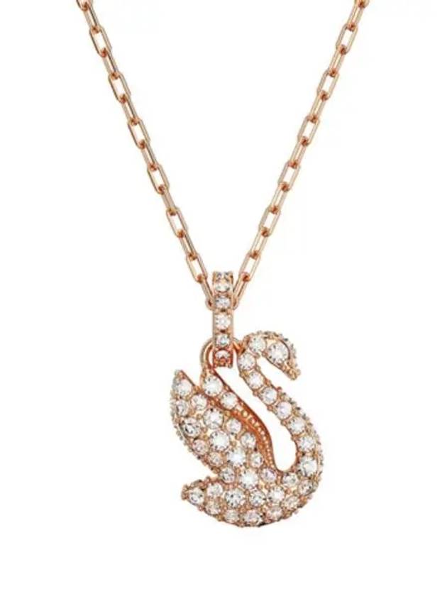 Iconic Swan Small Pendant Necklace Rose Gold - SWAROVSKI - BALAAN 3