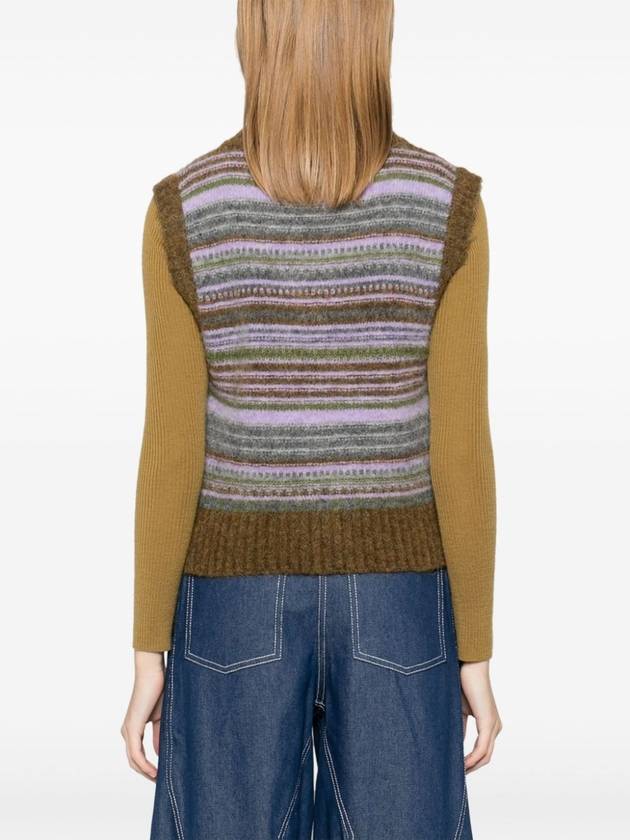 Stripe Knit Vest Military Olive - GANNI - BALAAN 3