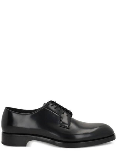 Brushed Leather Derby Black - PRADA - BALAAN 1