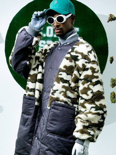 Reversible Faux Fur Varsity Collar Coat Camouflage - C.O.M.E - BALAAN 1