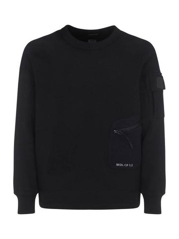 Men's Crew Neck Pocket Sweatshirt Black - CP COMPANY - BALAAN 1