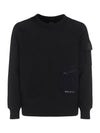 Metropolis Diagonal Fleece Utility Pocket Sweatshirt Black - CP COMPANY - BALAAN 1