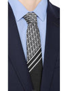 Striped Tie Black White Gray Silk - DIOR - BALAAN 1