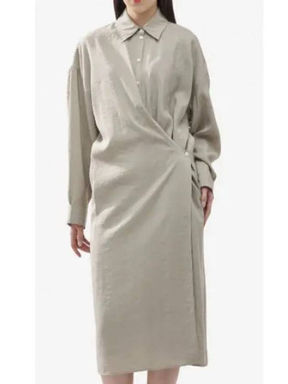 Straight Collar Twisted Dry Silk Midi Dress Light Misty Grey - LEMAIRE - BALAAN 2