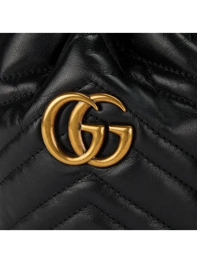 GG Marmont Gold Chain Mini Bucket Bag Black - GUCCI - BALAAN 8