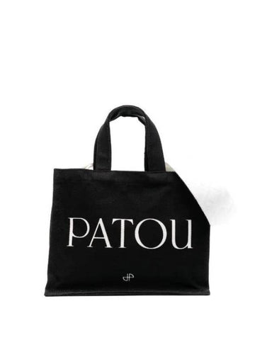 Logo Print Cotton Tote Bag Black - PATOU - BALAAN 1