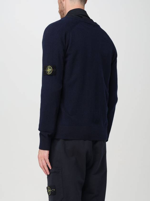 Wappen Patch V-Neck Cardigan Navy - STONE ISLAND - BALAAN 4