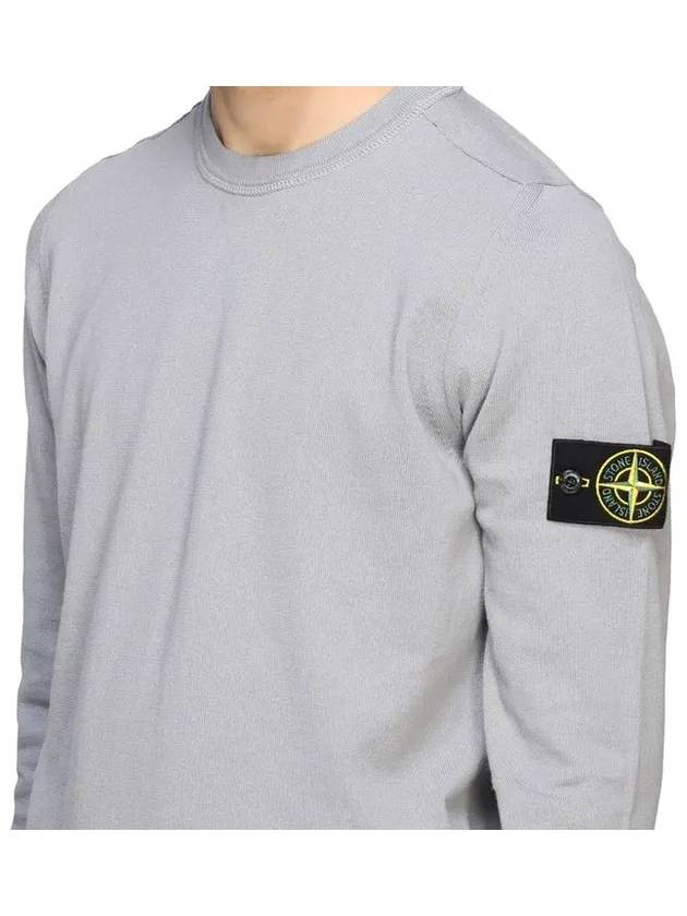 Wappen Patch Round Cotton Knit Top Light Grey - STONE ISLAND - BALAAN 4