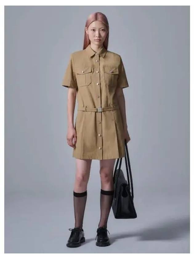 Military half sleeve mini dress one piece beige domestic product - JUUN.J - BALAAN 1