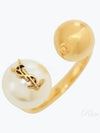 YSL Logo Pearl Ring Aging Brass Gold - SAINT LAURENT - BALAAN 2