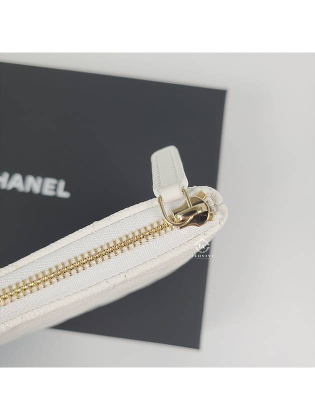 Classic CC logo small pouch clutch caviar white AP1071 - CHANEL - BALAAN 8