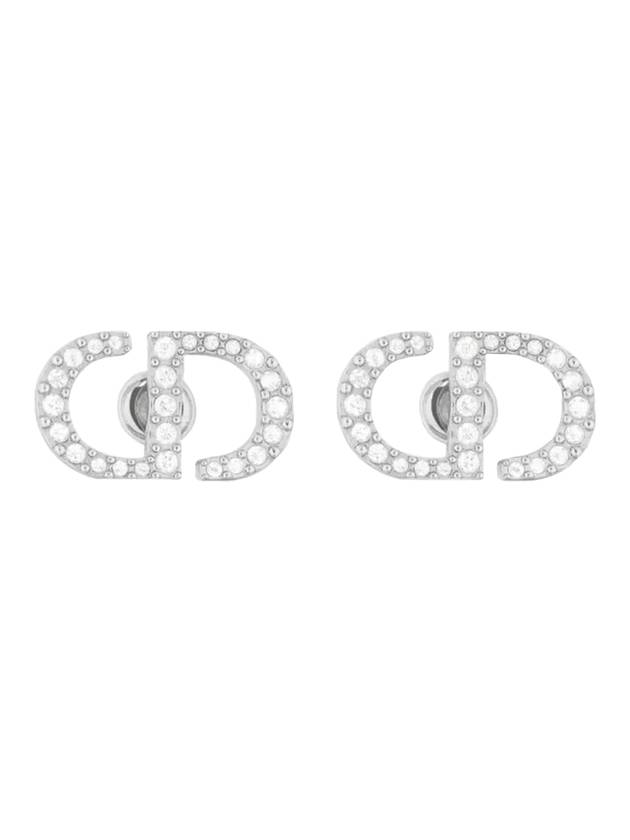 Petit CD Stud Crystal Earrings Silver - DIOR - BALAAN 1