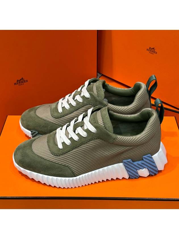 Women's Bouncing Sneakers Khaki Mesh H Sky Logo - HERMES - BALAAN 2