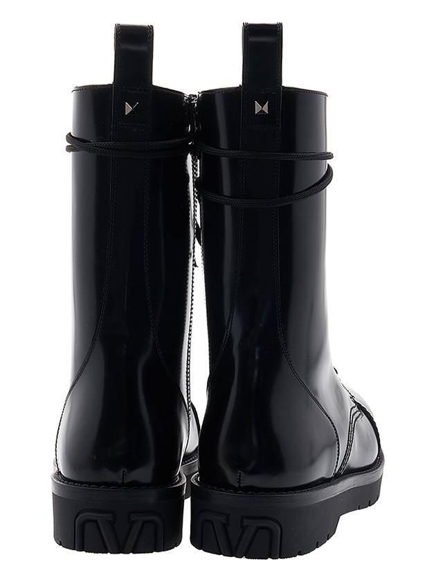 Camden Camden Brushed Leather Worker Boots Black - VALENTINO - BALAAN.