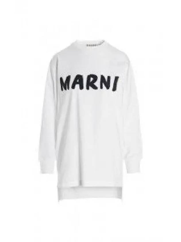 Logo Print Organic Jersey Long Sleeve T-Shirt White - MARNI - BALAAN 2