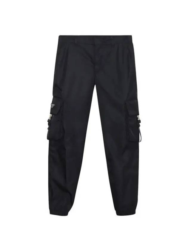 Re-Nylon Buckle Strap Pocket Track Pants Black - PRADA - BALAAN 1