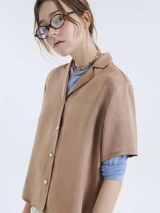 Short sleeve rayon blouse beige 0096 - VOYONN - BALAAN 1