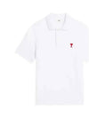 Small Heart Logo Polo Shirt White - AMI - BALAAN 2