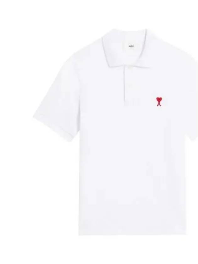 Small Heart Logo Polo Shirt White - AMI - BALAAN 2