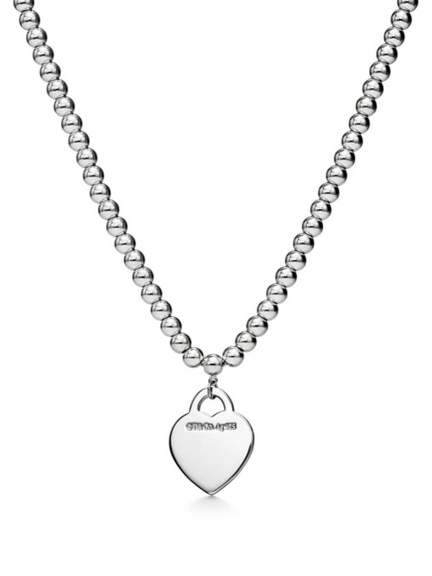 Heart Tag Bead Diamond Necklace Silver - TIFFANY & CO. - BALAAN 4