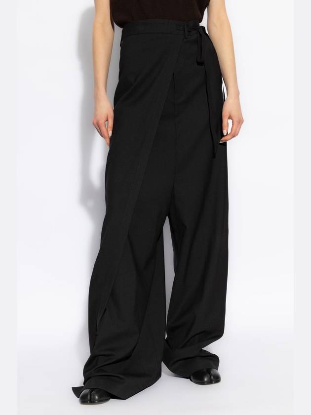 MM6 Maison Margiela Wool Wide-leg Trousers, Women's, Black - MAISON MARGIELA - BALAAN 3