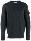 Men's Wappen Patch Crew Neck Wool Knit Top Charcoal - STONE ISLAND - BALAAN 3