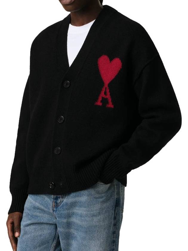 De Coeur Logo Wool Cardigan Black - AMI - BALAAN 3