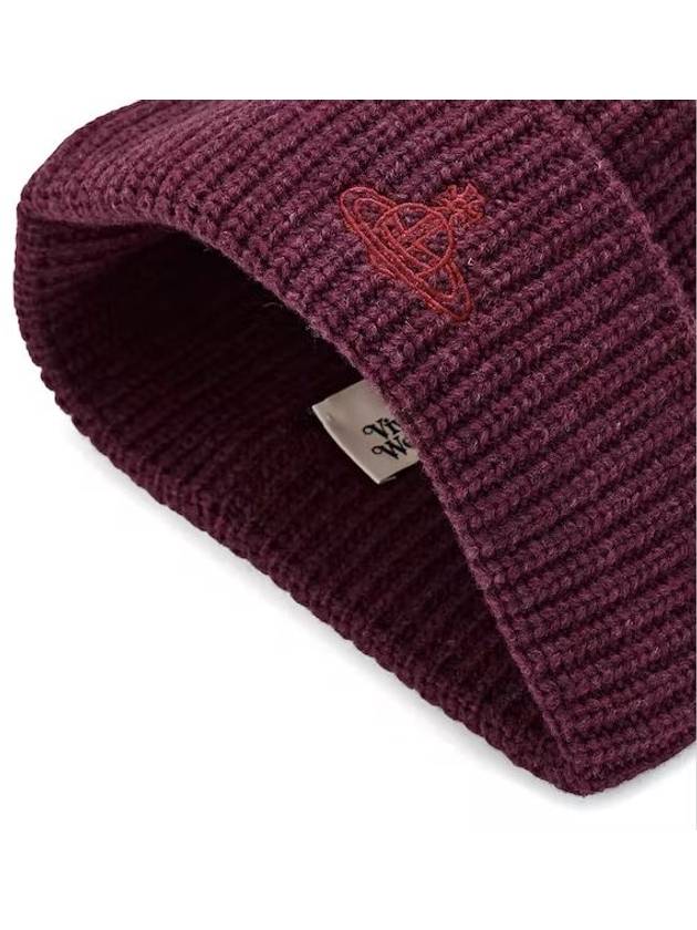 Sporty ORB Logo Beanie Burgundy Color - VIVIENNE WESTWOOD - BALAAN 3