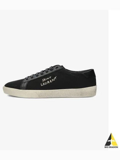 Court Classic SL06 Canvas Smooth Leather Low Top Sneakers Black - SAINT LAURENT - BALAAN 2