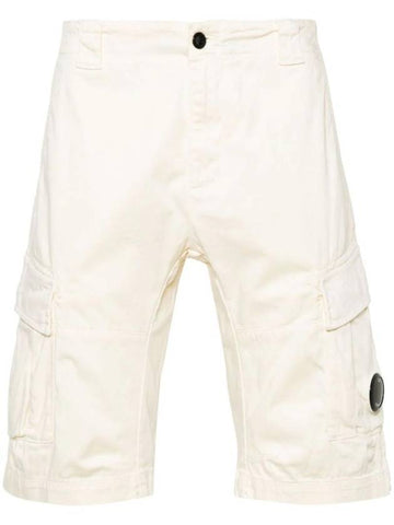 Stretch Satin Cargo Shorts Beige - CP COMPANY - BALAAN 1