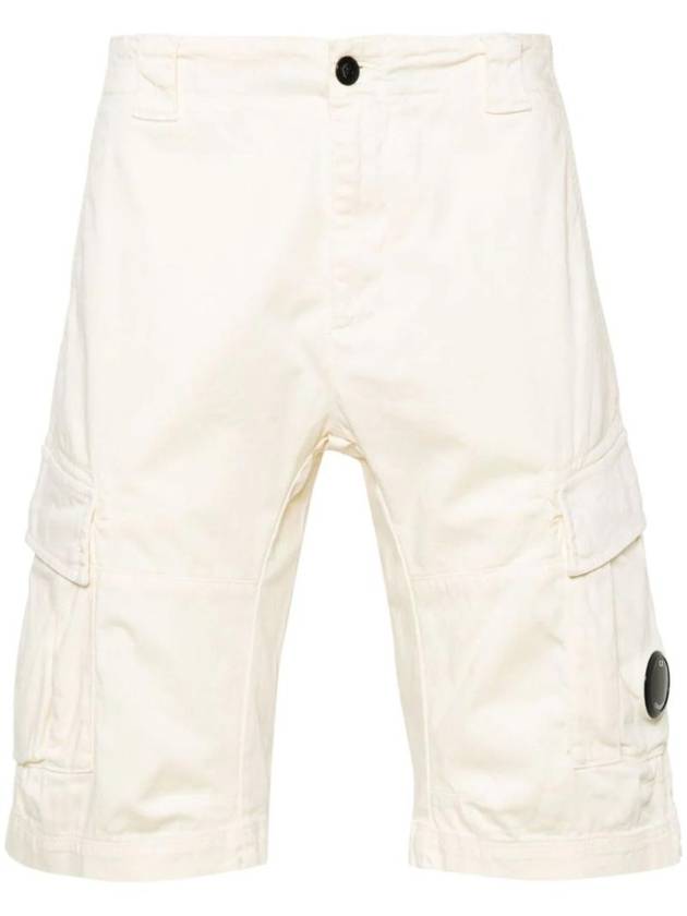 Stretch Satin Cargo Shorts Beige - CP COMPANY - BALAAN 1