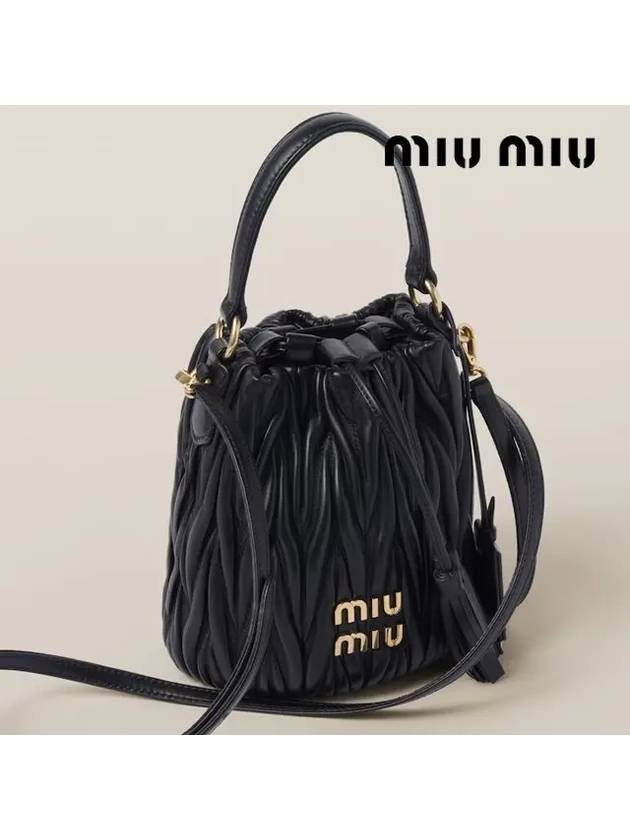 Matelasse Nappa Leather Bucket Bag Black - MIU MIU - BALAAN 3