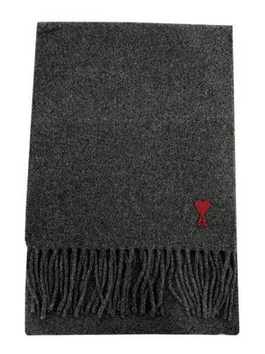 logo embroidered fringe wool muffler 41211729 271347 1100511 - AMI - BALAAN 1