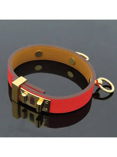 MINI DOG ANNEAUX gold ring embellished leather bracelet - HERMES - BALAAN 1