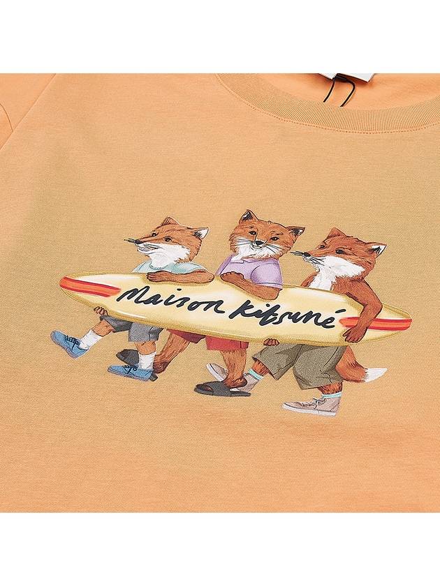 Surfing Foxes Short Sleeve T-shirt Orange - MAISON KITSUNE - BALAAN 4