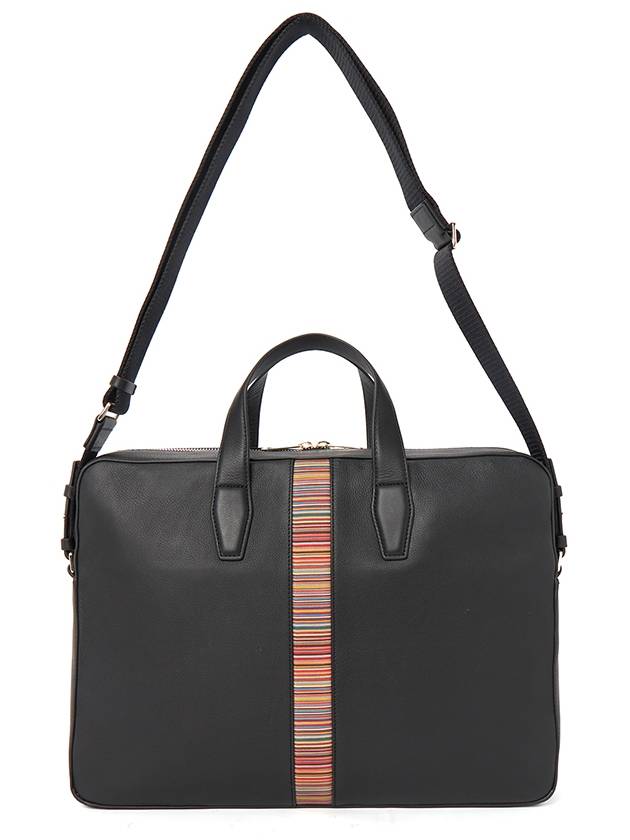 signature striped leather briefcase black - PAUL SMITH - BALAAN 8