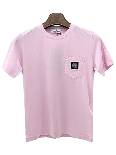 Kids Logo Patch Pocket Short Sleeve T Shirt 14 Pink 801620347 V0080 - STONE ISLAND - BALAAN 1