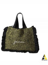 Embroidered Logo Knit Tote Bag Black Green - GANNI - BALAAN 2