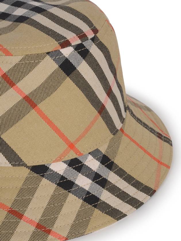 Check Cotton Blend Bucket Hat Beige - BURBERRY - BALAAN 5