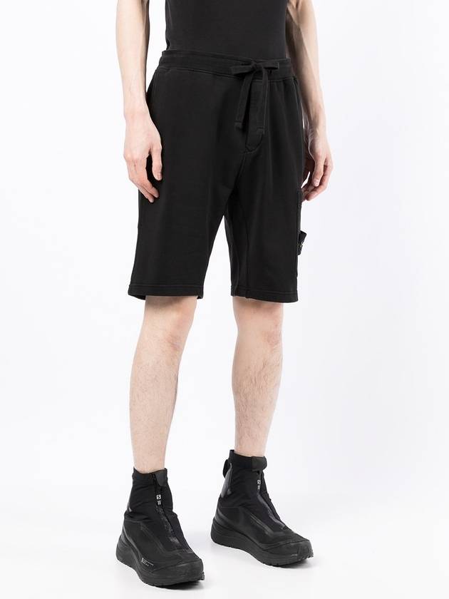 Waffen Patch  Fleece Bermuda Shorts Black - STONE ISLAND - BALAAN 5