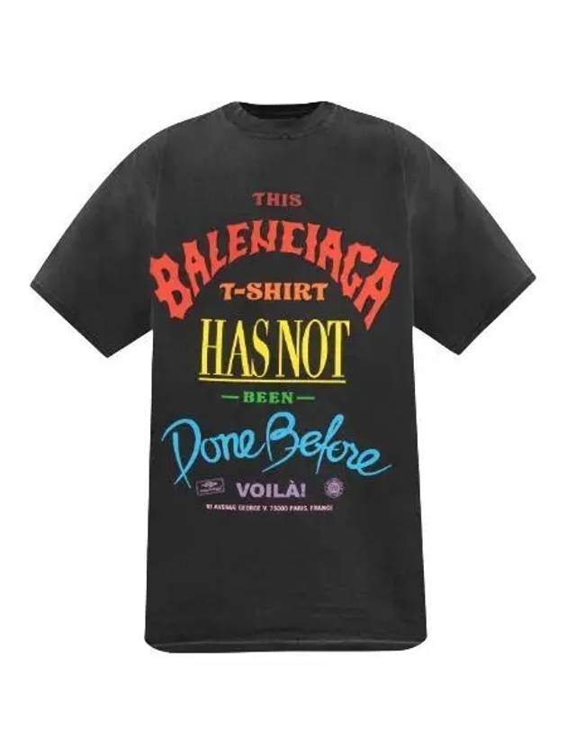 Slogan Print Oversized Short Sleeve T-Shirt Black - BALENCIAGA - BALAAN 2