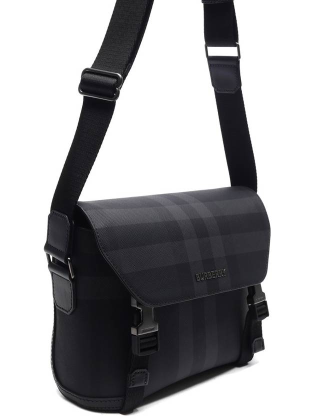 Signature Check Metal Logo Small Messenger Bag Grey Black - BURBERRY - BALAAN 4