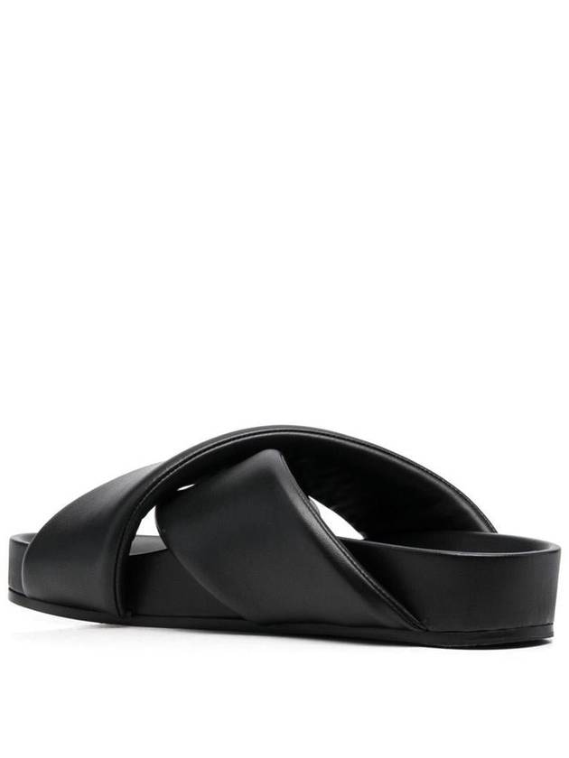 Cross Leather Slippers Black - JIL SANDER - BALAAN 4