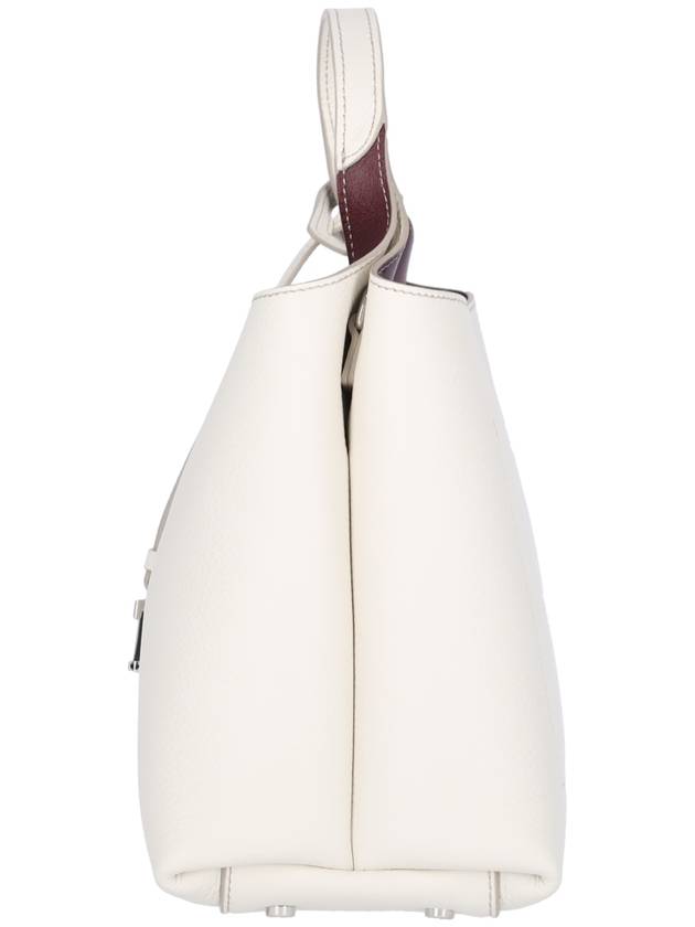 Logo Mini Leather Tote Bag White - TOD'S - BALAAN 6