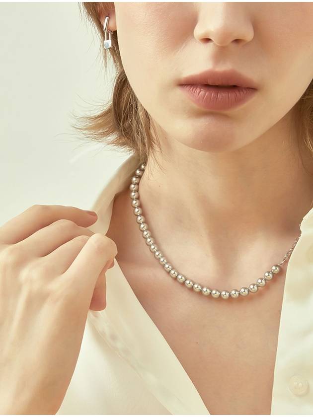 Pearl BB Gray Chain Necklace Silver - BE/GINS - BALAAN 5