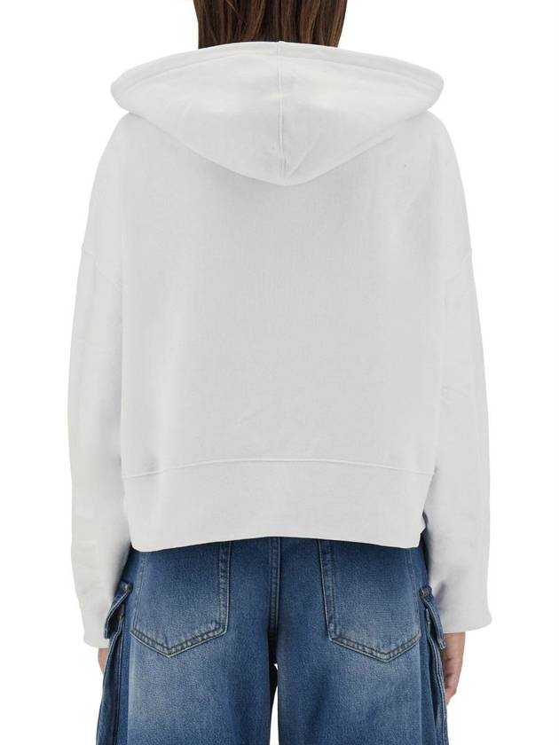 Micro Logo Print Cotton Hoodie White - MSGM - BALAAN 4