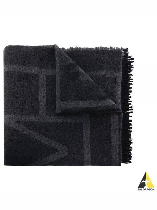 Monogram Wool Cashmere Scarf Black - TOTEME - BALAAN 2