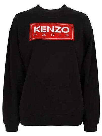 Logo Patch Sweatshirt Black - KENZO - BALAAN 2