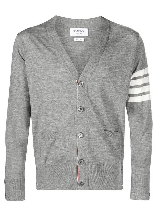 Men's Sustainable Classic Diagonal Wool Cardigan Pale Grey - THOM BROWNE - BALAAN 2