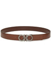 Gancini Reversible Adjustable Leather Belt Brown - SALVATORE FERRAGAMO - BALAAN 1